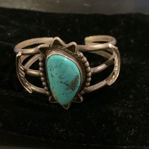 Silver and turquoise cuff bracelet